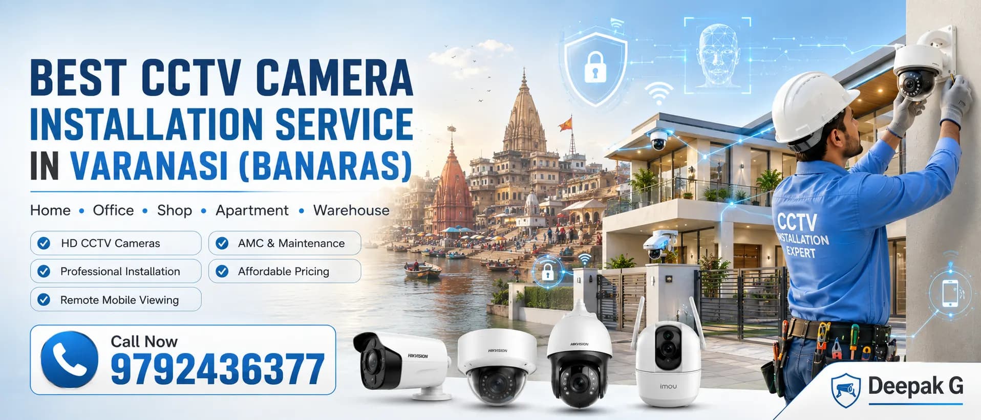 Varanasi Banaras mein CCTV camera installation and service, ghat aur galiyon ki security ke saath